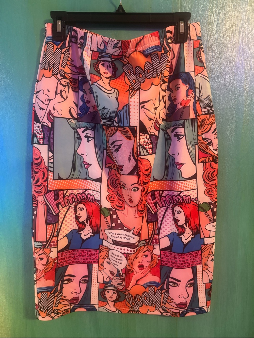 Plus Sized Stretch Comic Pop-Art Pencil Skirt 1X NEW